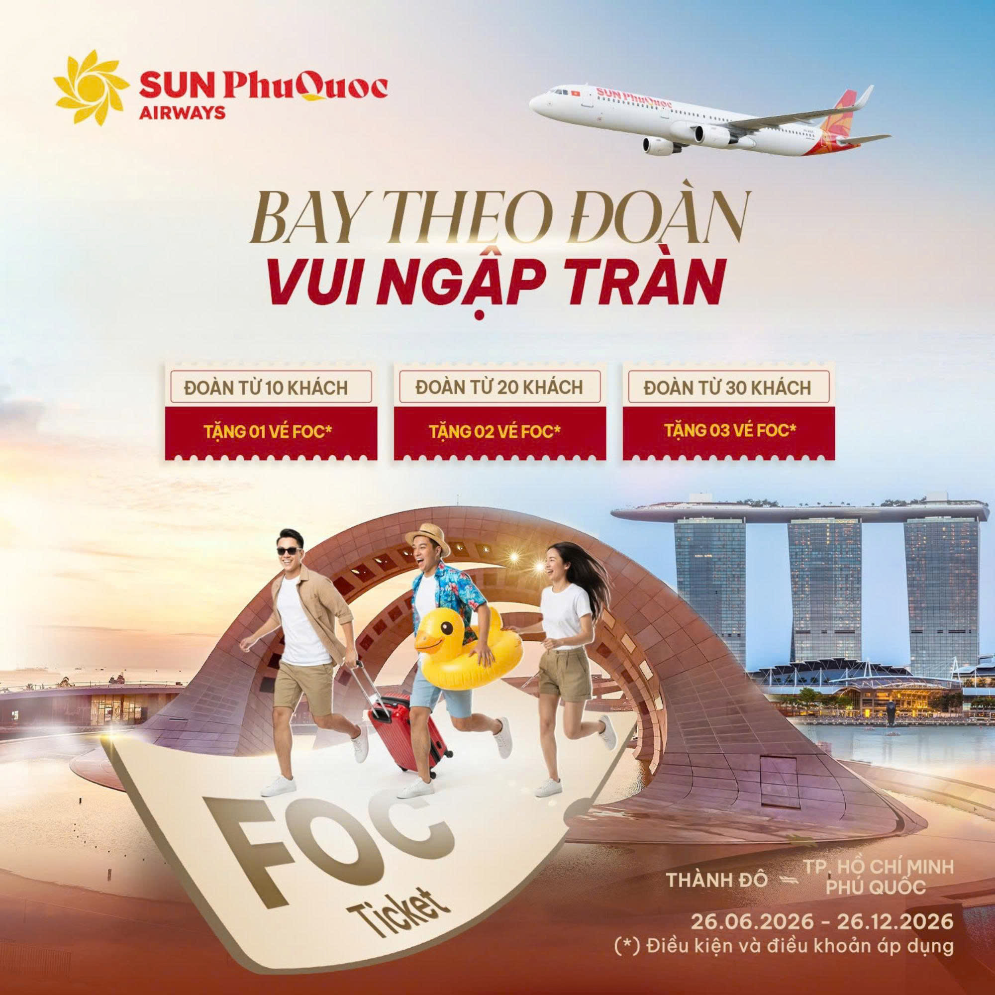 ✈️ Bay Theo Đoàn – Nhận Ngay Vé FOC Cùng Sun Phu Quoc Airways – Ưu Đãi Chỉ Dành Riêng Cho Bạn!