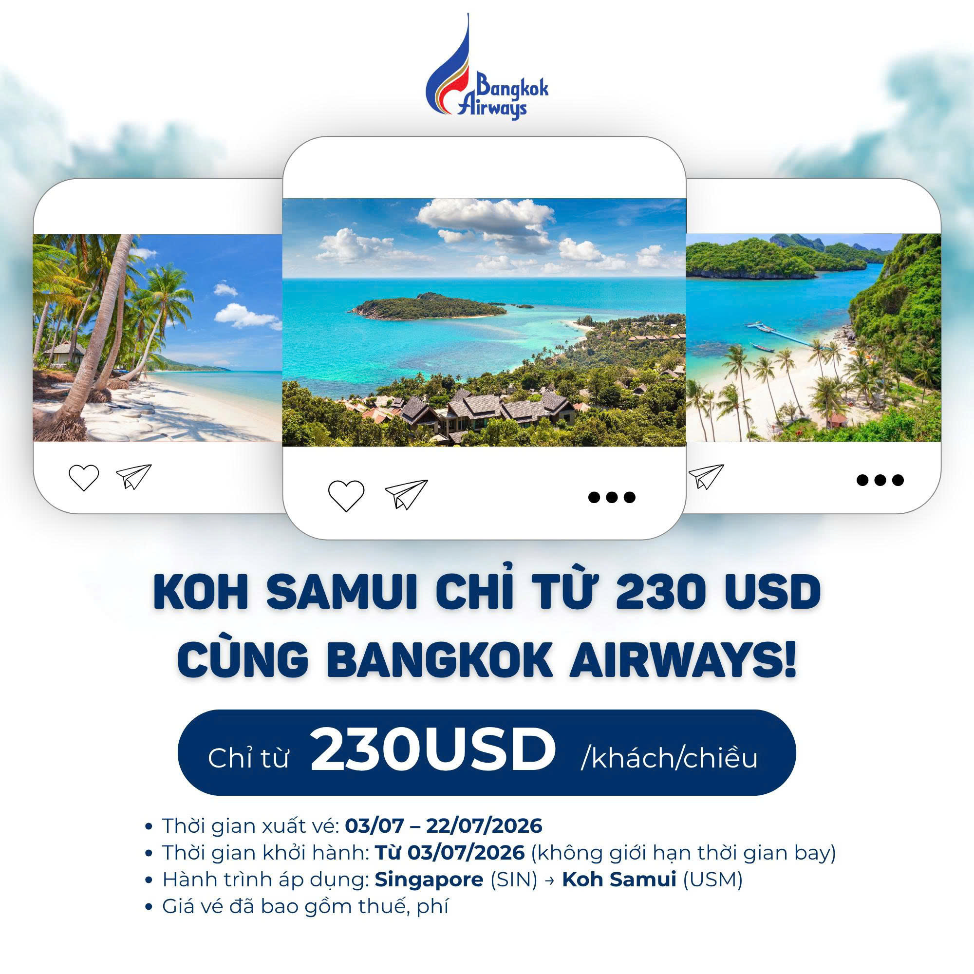 ✈️ Khám Phá Koh Samui Từ Singapore Chỉ Từ 230 USD Cùng Bangkok Airways!