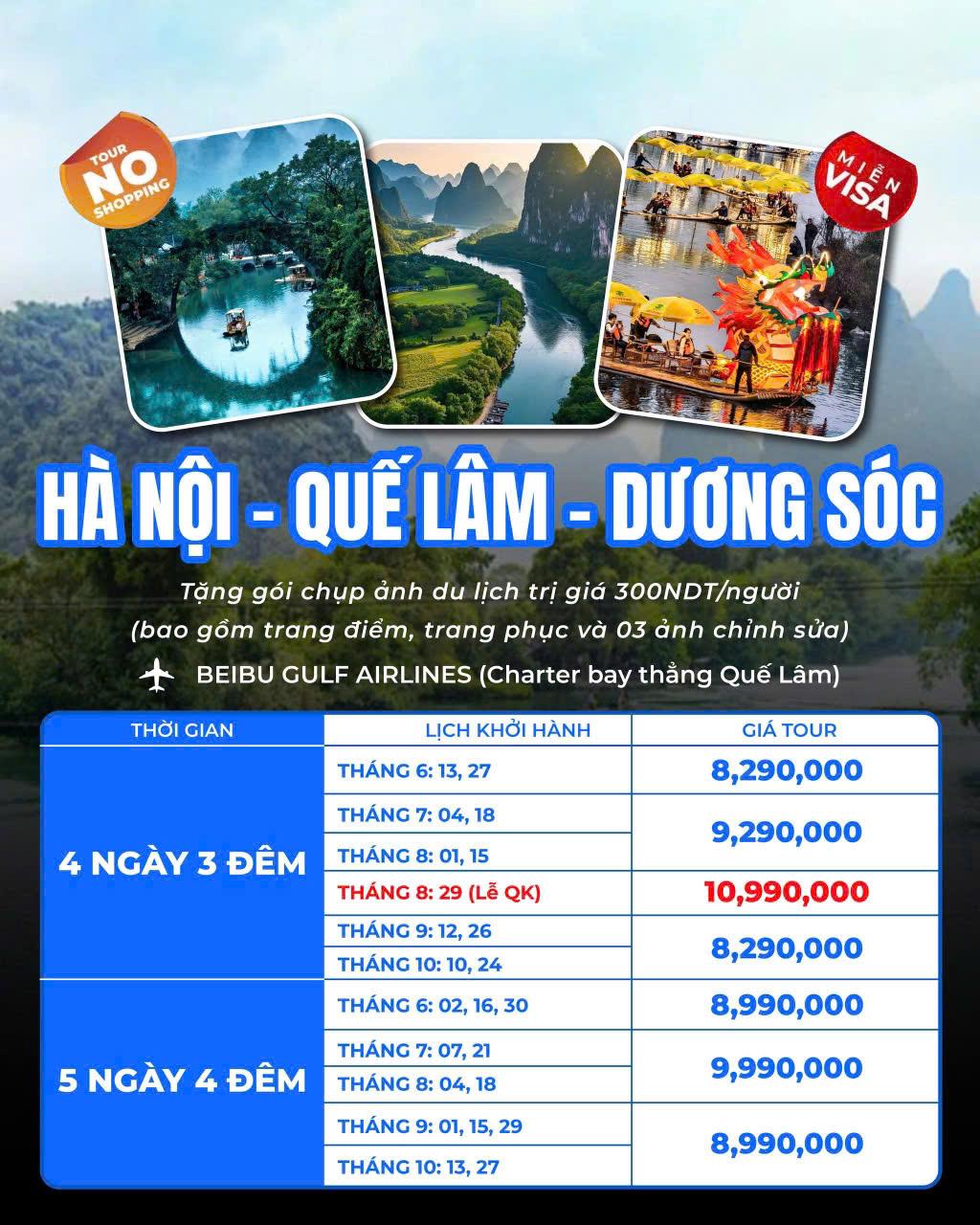 ✨ Khám Phá Hà Nội – Quế Lâm – Dương Sóc Trong Chuyến Tour Đặc Sắc Không Thể Bỏ Lỡ 🌟