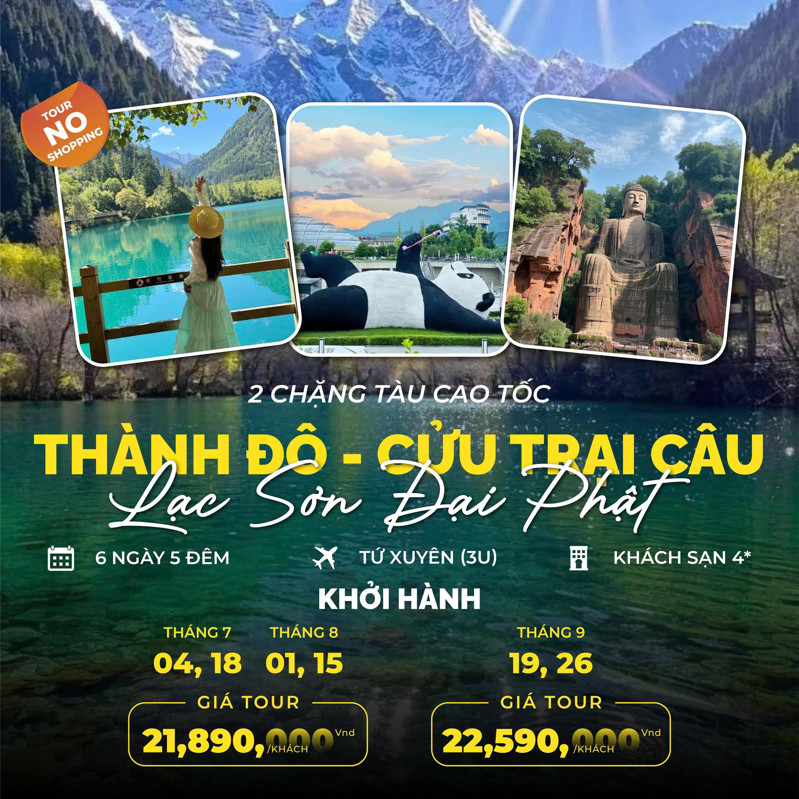 ✨ Trải Nghiệm Khám Phá Tuyệt Vời: Tour Cao Tốc Thành Đô – Cửu Trại Câu Tại Lạc Sơn Đại Phật 6 Ngày 5 Đêm ✨