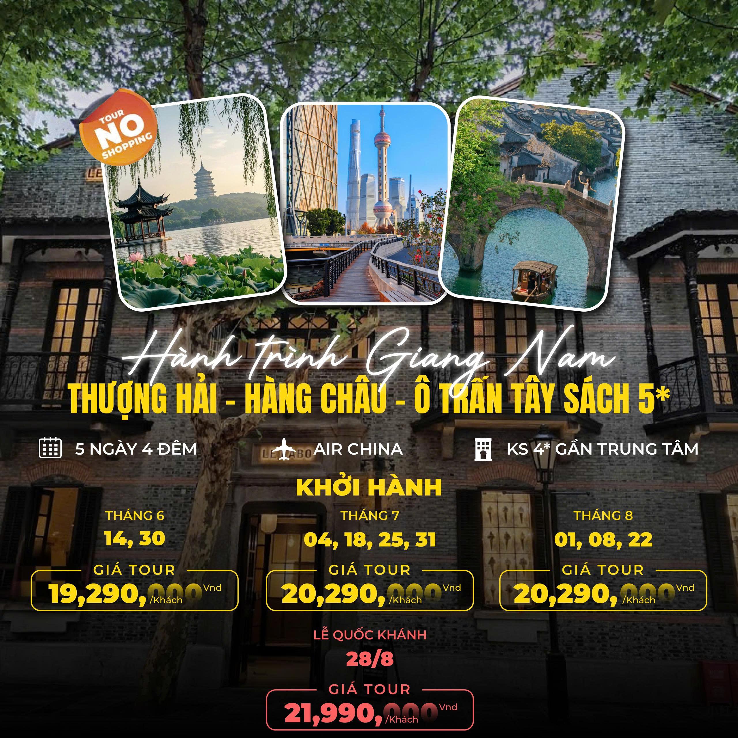 ✨ Hành Trình Khám Phá Thượng Hải – Hàng Châu – Ô Trấn Tây Sách 5* Đẳng Cấp