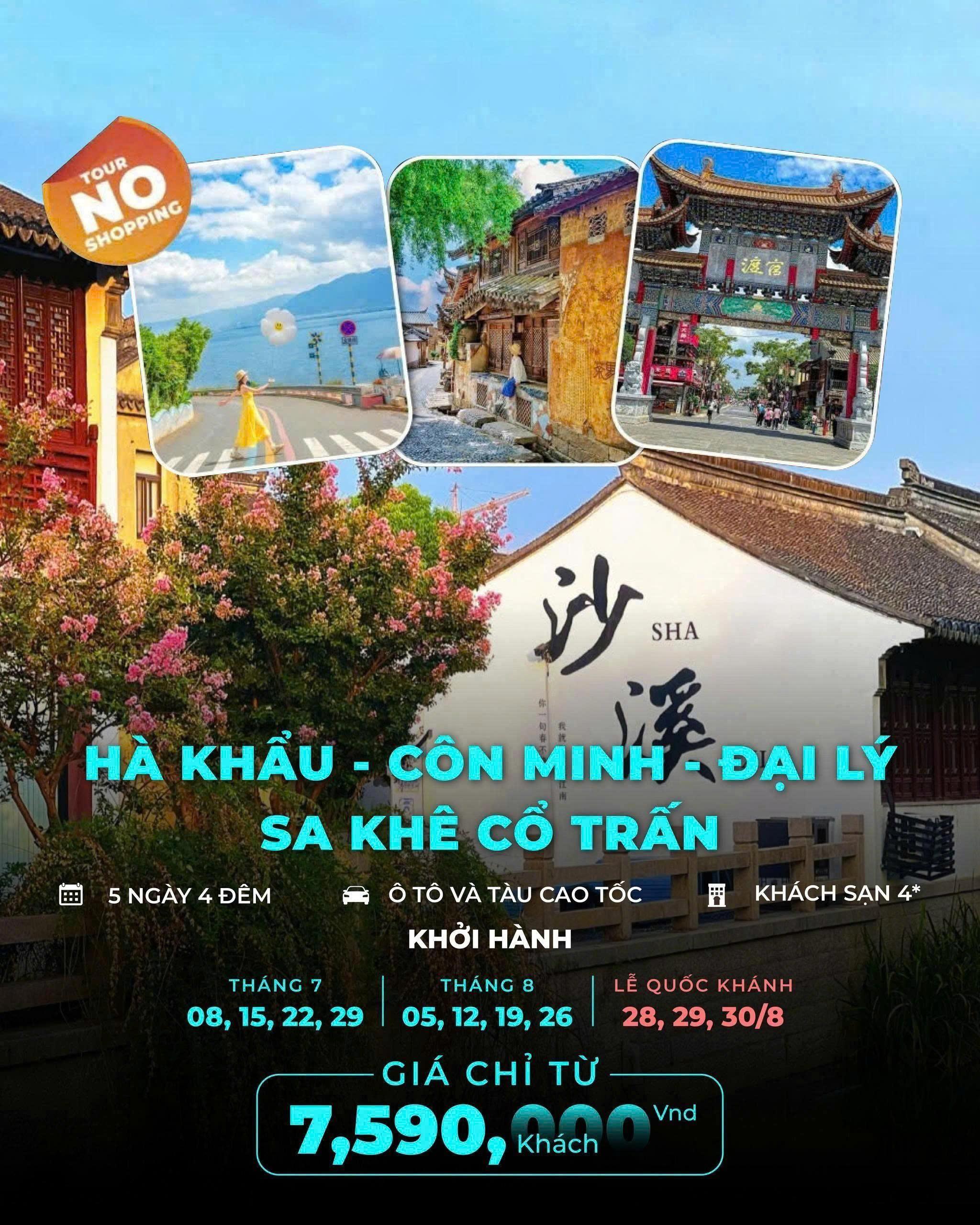 Khám Phá Hà Khẩu – Côn Minh – Đại Lý Sa Khê Cổ Trấn 5 Ngày 4 Đêm 🚣♀️🗺️