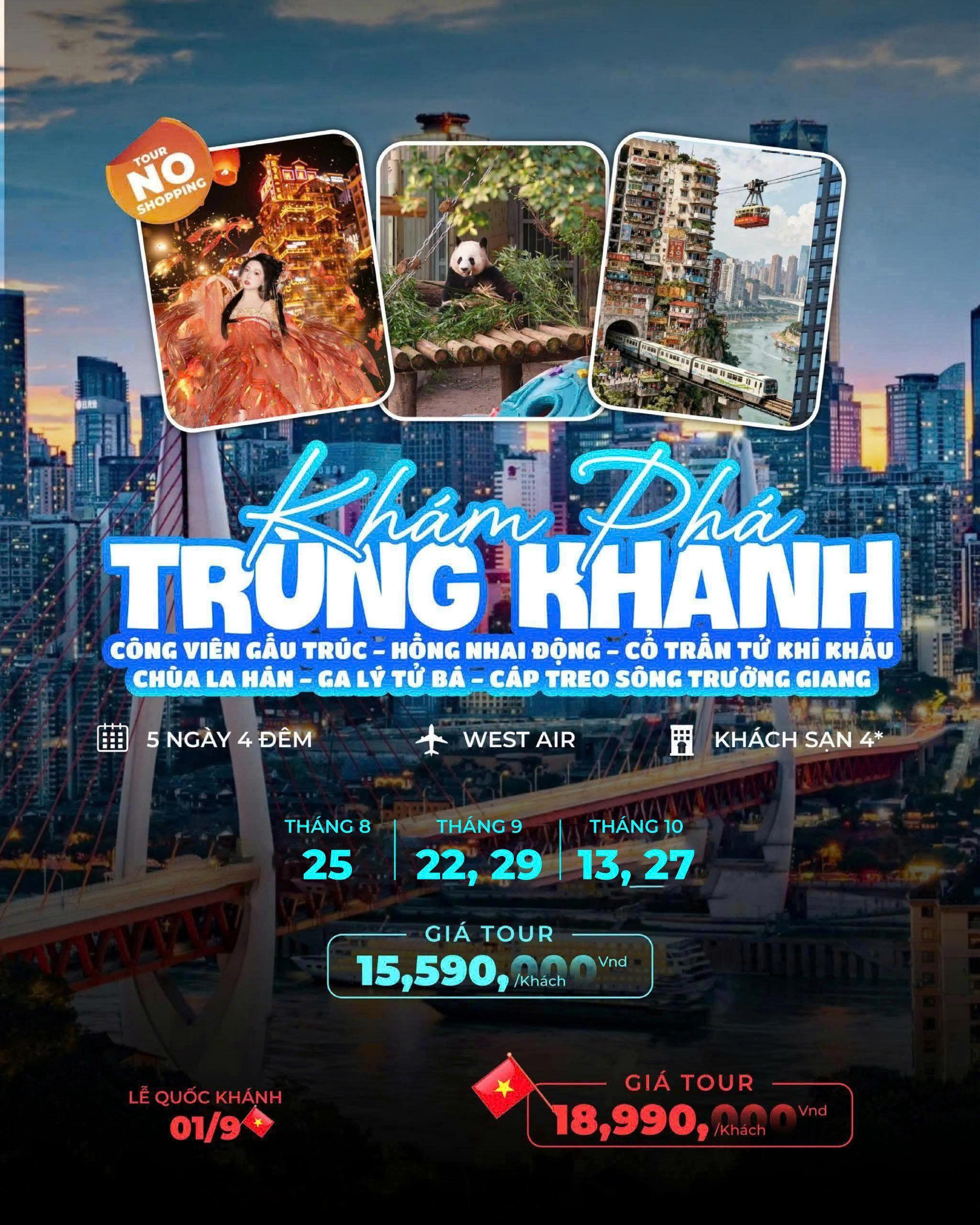 Khám phá Trùng Khánh – Hồng Nhai Đông 5N4Đ bay West Air 🚀✈️
