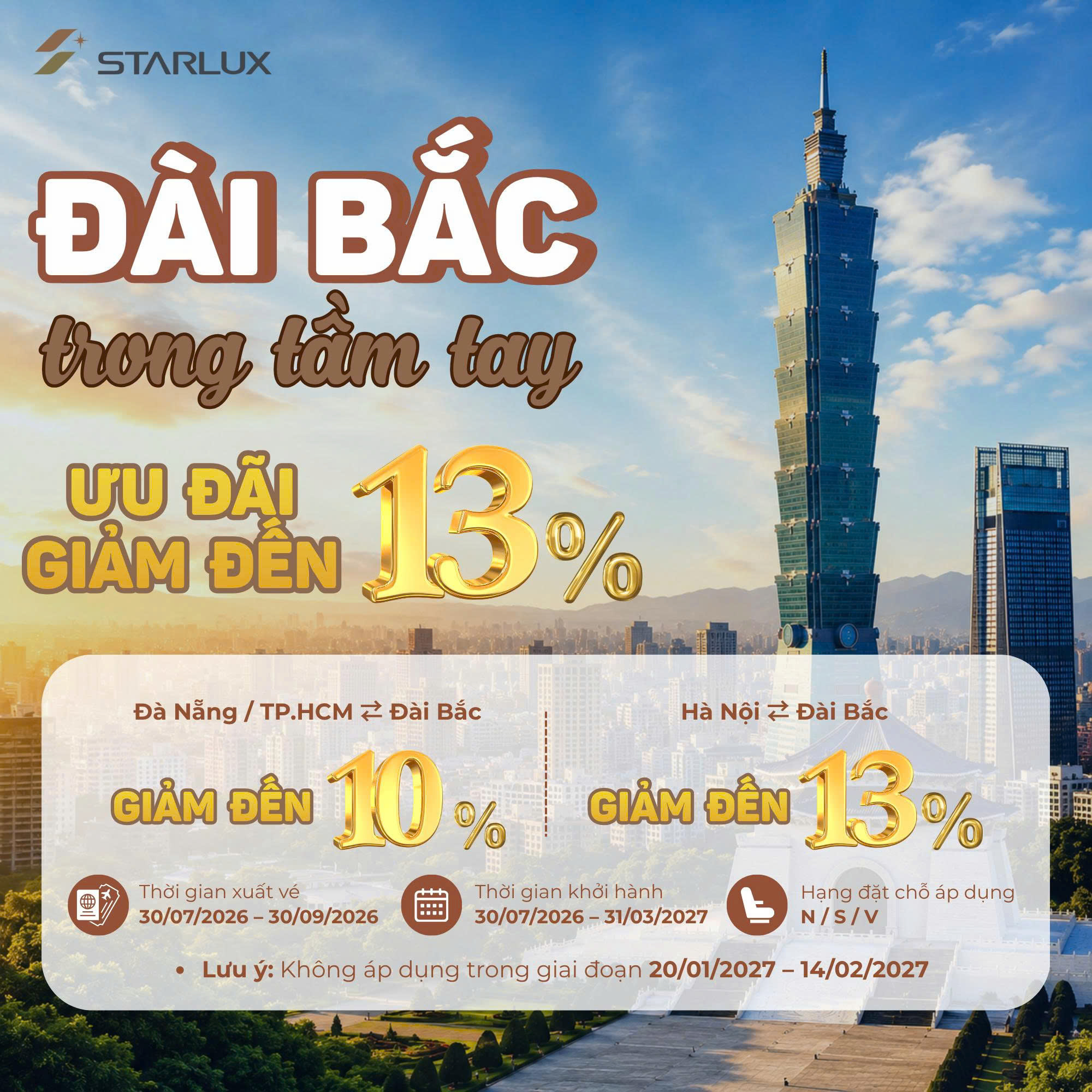 Khám Phá Đài Bắc Với STARLUX – Giảm Đến 13%!