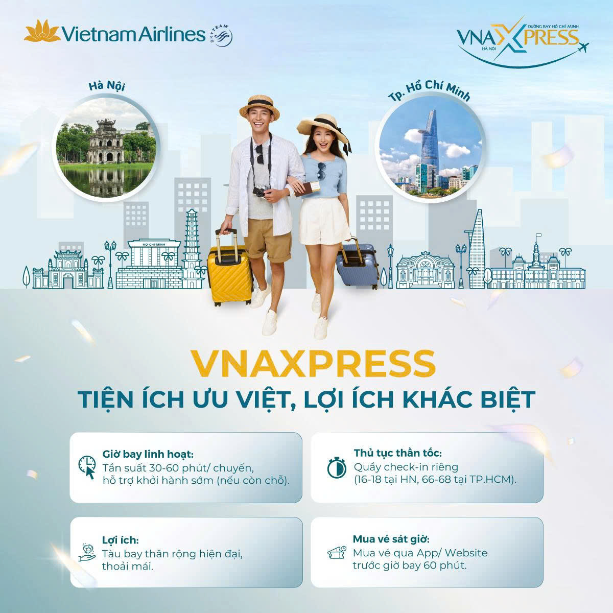 Khám phá Hà Nội và Tp. Hồ Chí Minh với VNAXPRESS – Vé Máy Bay Trọn Gói 🛫️