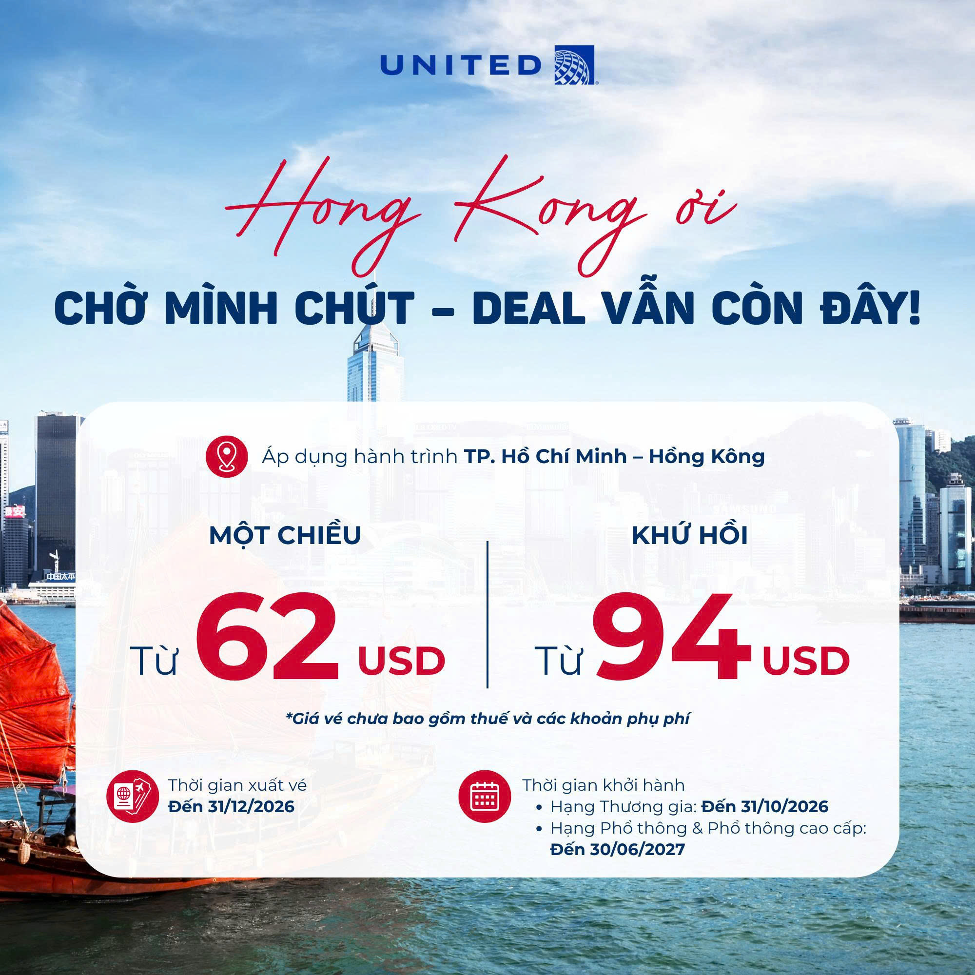 Khuyến mãi vé máy bay đi Hồng Kông từ 62 USD 🛫